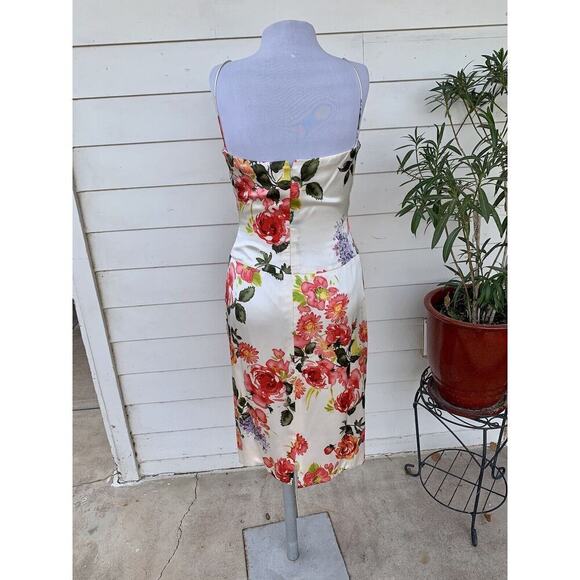 Vera Wang Floral Midi Dress - Cream, Red, Pink, Purple - Picture 13 of 16